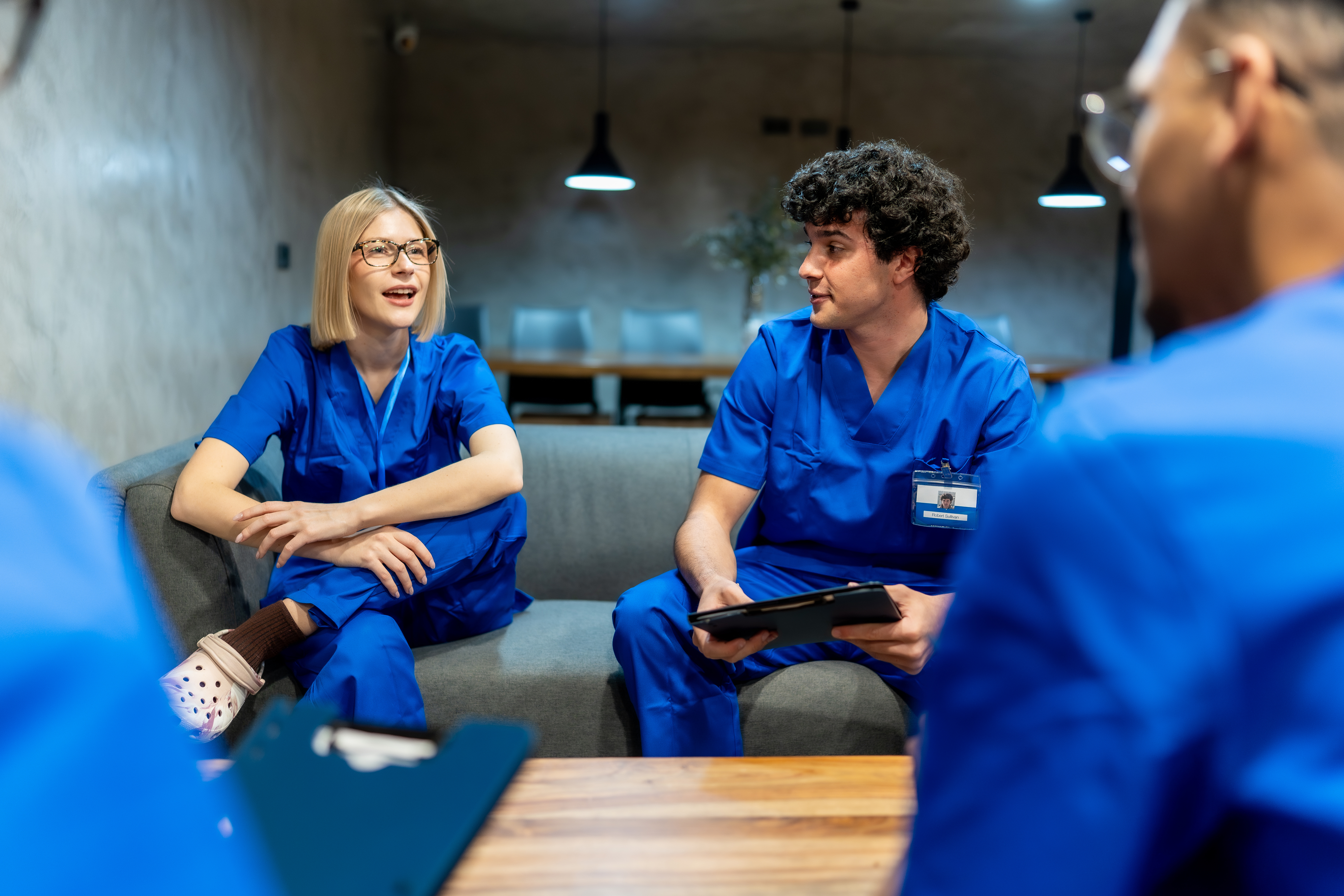 Ambulatory nurses in casual conversation