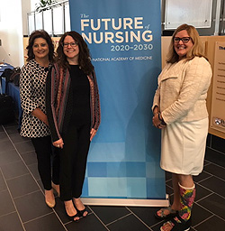 Anne attends the 2019 Future of Nursing Town Hall in Philadelphia with Immediate Past President Kris Grayem (far left) and CEO Linda Alexander.